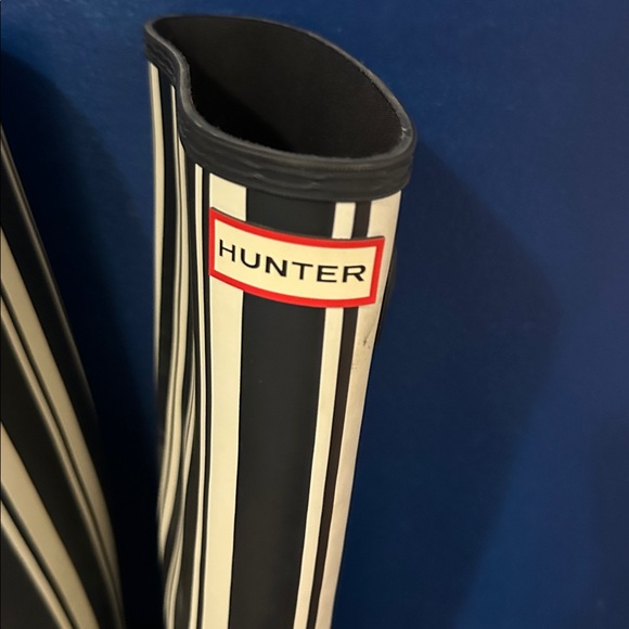 Women’s Hunter Original Blue & White Garden Stripe Rain Boots Size 8 - Picture 3 of 8